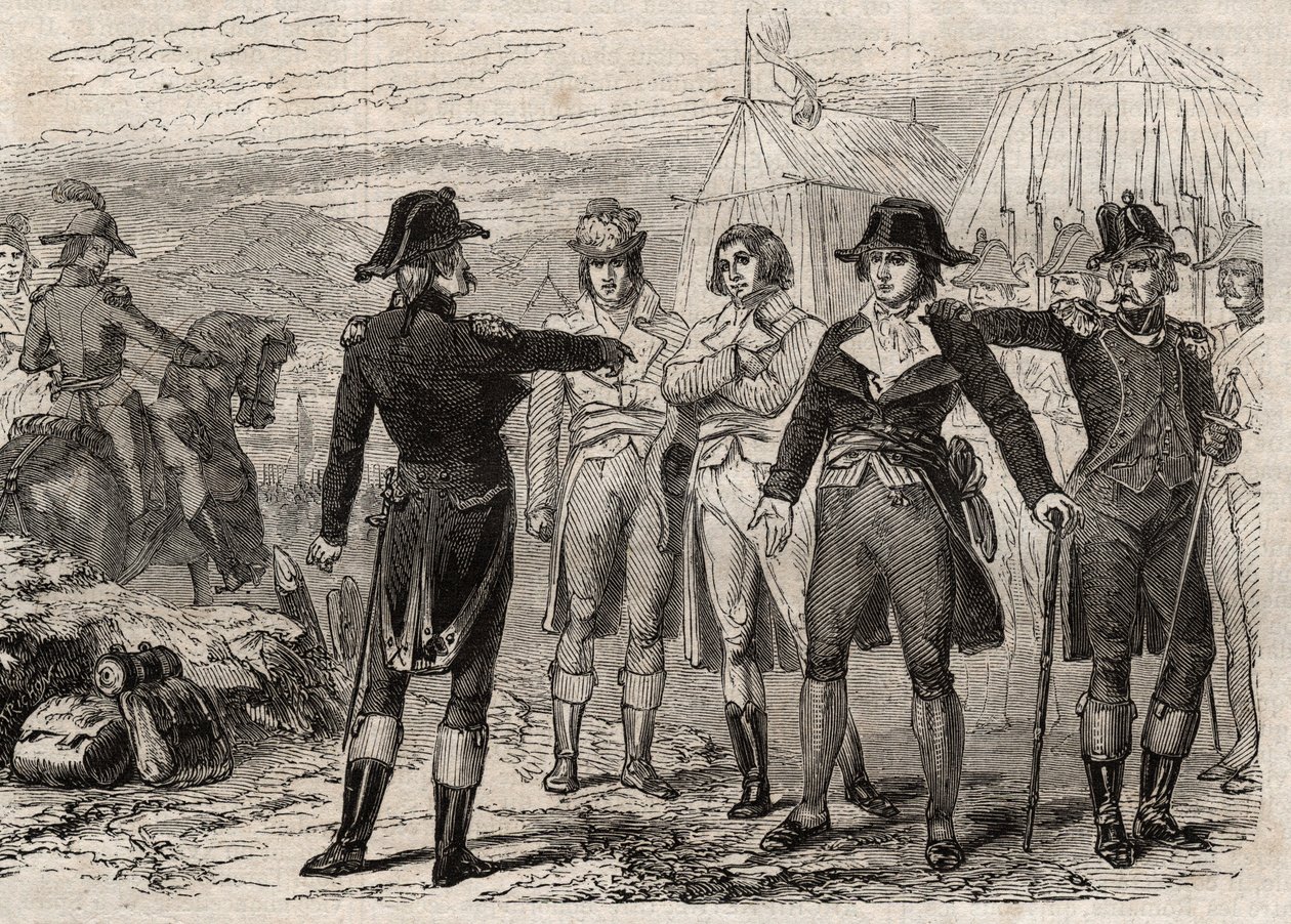 ラファイエットの命令で逮捕されたピエール・アントワーヌ・アントネル（Pierre-Antoine Antonelle）（1747-1817）とその仲間たち - 「Dictionnaire populaire illustrious」の刻印 - 1864年 - Joseph DecembreとEdmond Allonierによる - 。 作： 無名の画家