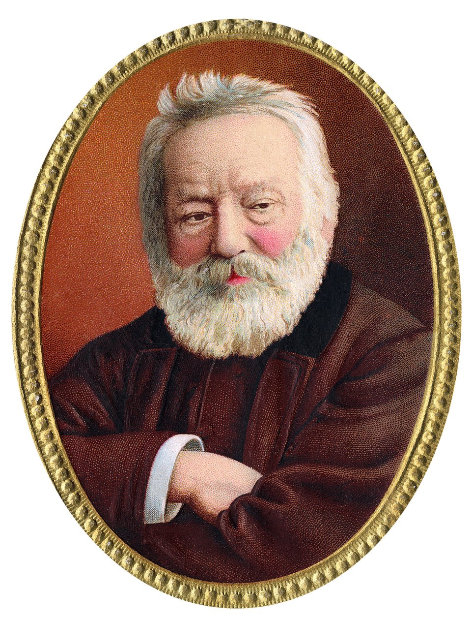 Portrait Of French Writer Victor Hugo - フランスの作家、ヴィクトル・ユーゴー（1802～1885）の肖像 - 19世紀後半のクロモリ写真。 作： 無名の画家