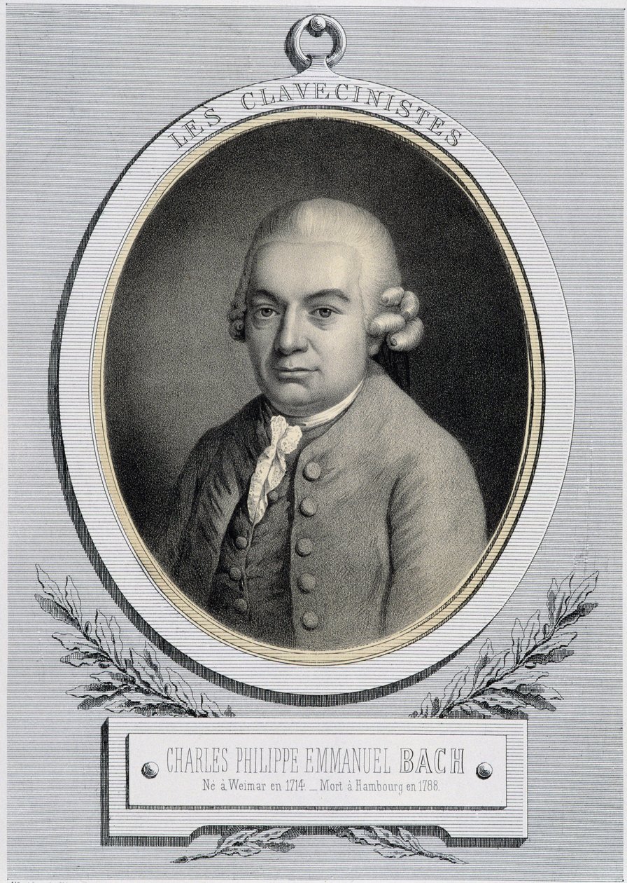 ジャン・セバスティアン・バッハの息子、シャルル・フィリップ・エマニュエル・バッハ（1714-1788）のメダイユの中の肖像、n.d. 19年代。 作： 無名の画家