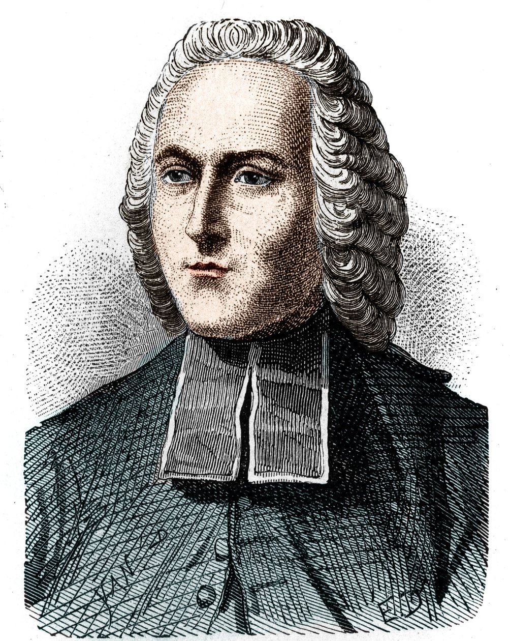 フランスの物理学者Abbe Jean Antoine (Jean-Antoine) Nollet (1700 - 1770)の肖像 - 1896年の "Album de la Science; illustrious scientists; Grandes discoveries "に掲載。 作： 無名の画家