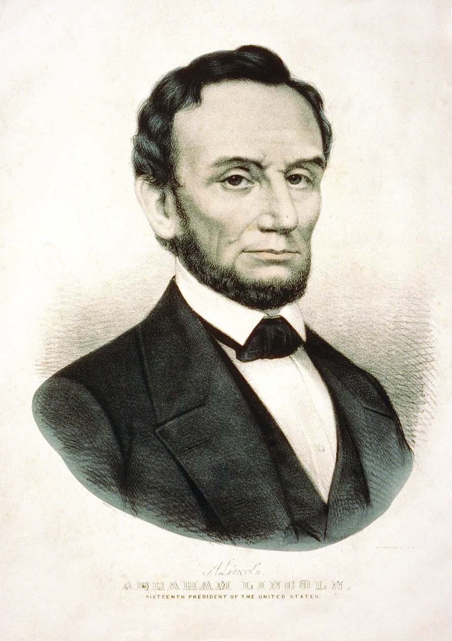 エイブラハム・リンカーンの肖像。アメリカの政治家（1809年～1865年）。 作： 無名の画家