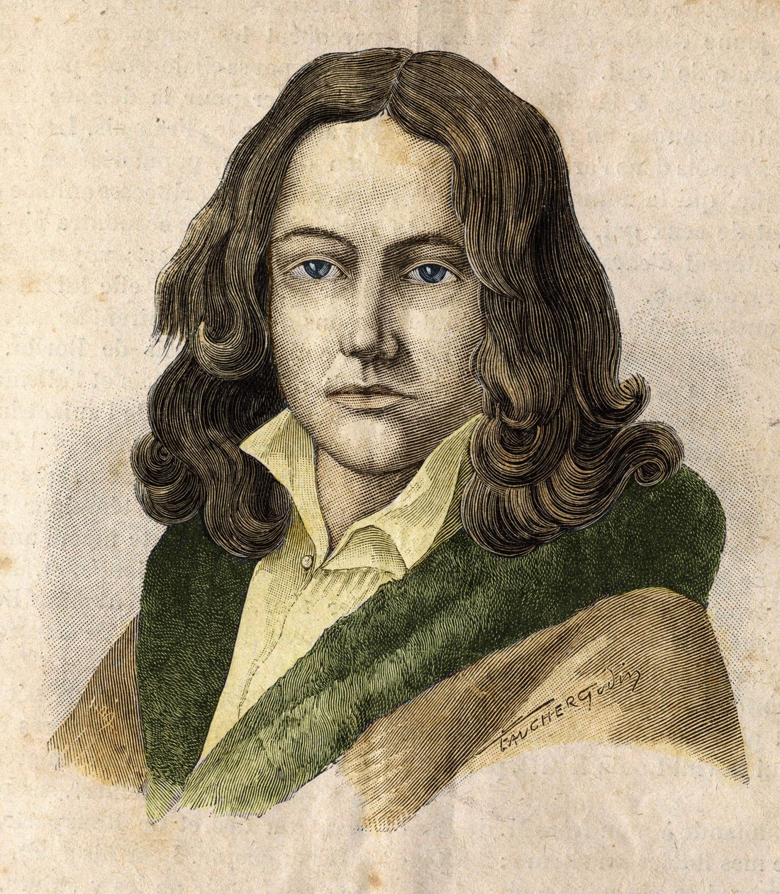 アデルベール・ド・シャミッソー（1781 - 1838）の肖像 - 「Les Contemporains」に掲載、19世紀後半。 作： 無名の画家