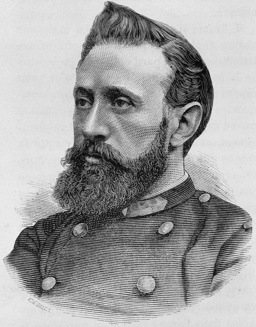 アドルフ・アルフォンス・アッシ（1840〜1886）の肖像。H.マルタンの『フランス史』に掲載された19世紀末の版画。 作： 無名の画家