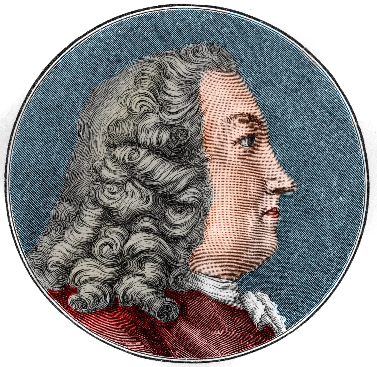 アルブレヒト・フォン・ハラー・メデシン（スイスの生理学者・植物学者）の肖像（1708～1777年） エングレーヴィング。 作： 無名の画家