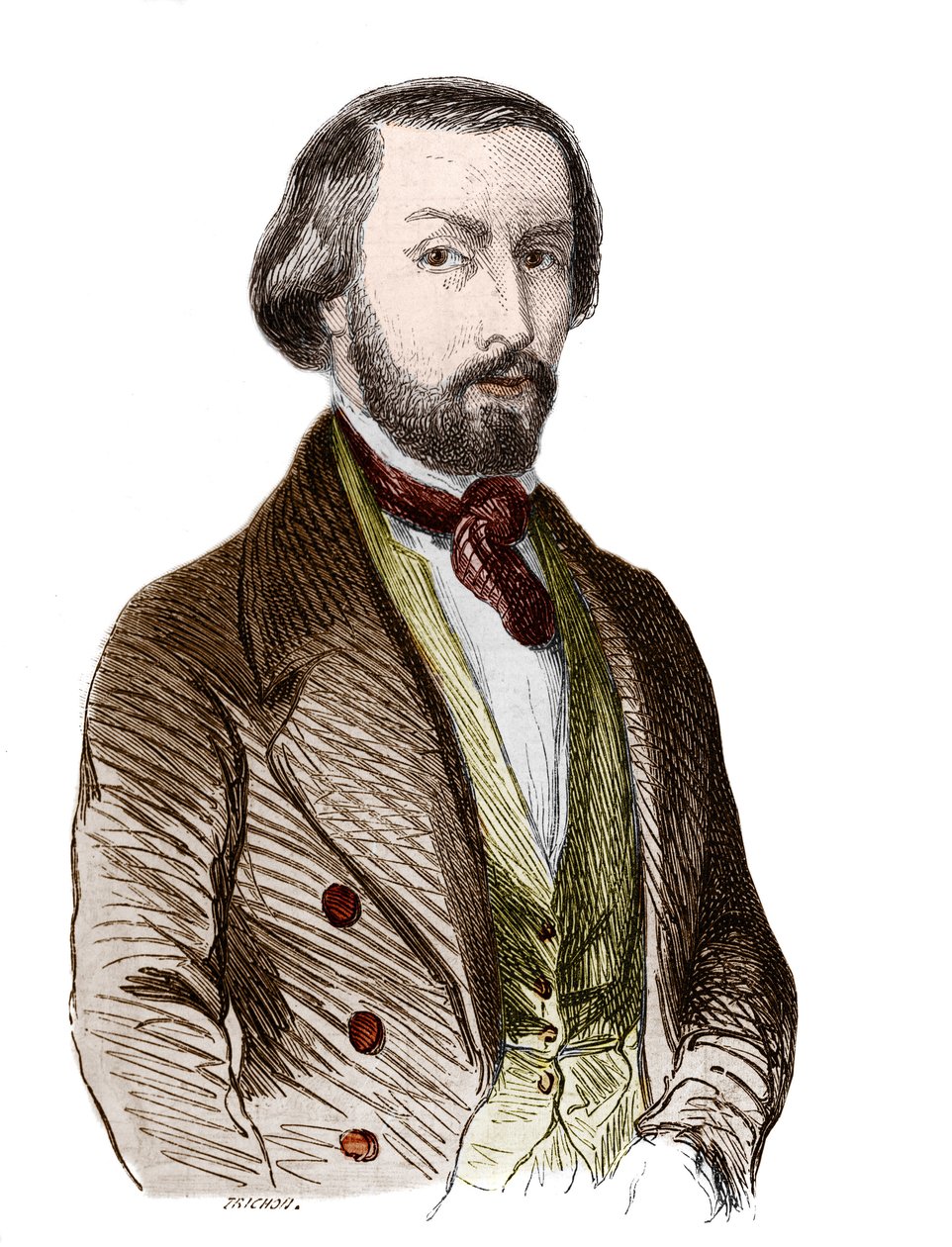 フランスの詩人、アルフレッド・ド・ミュッセ（1810-1857）の肖像。 作： 無名の画家