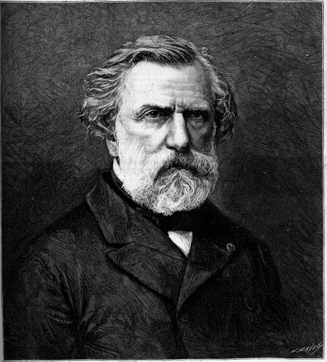 フランスの作曲家、アンブロワーズ・トマ（1811-1896）の肖像。1882年4月22日付「Le Monde Illustré」1308号に掲載されたエングレーヴィング。 作： 無名の画家