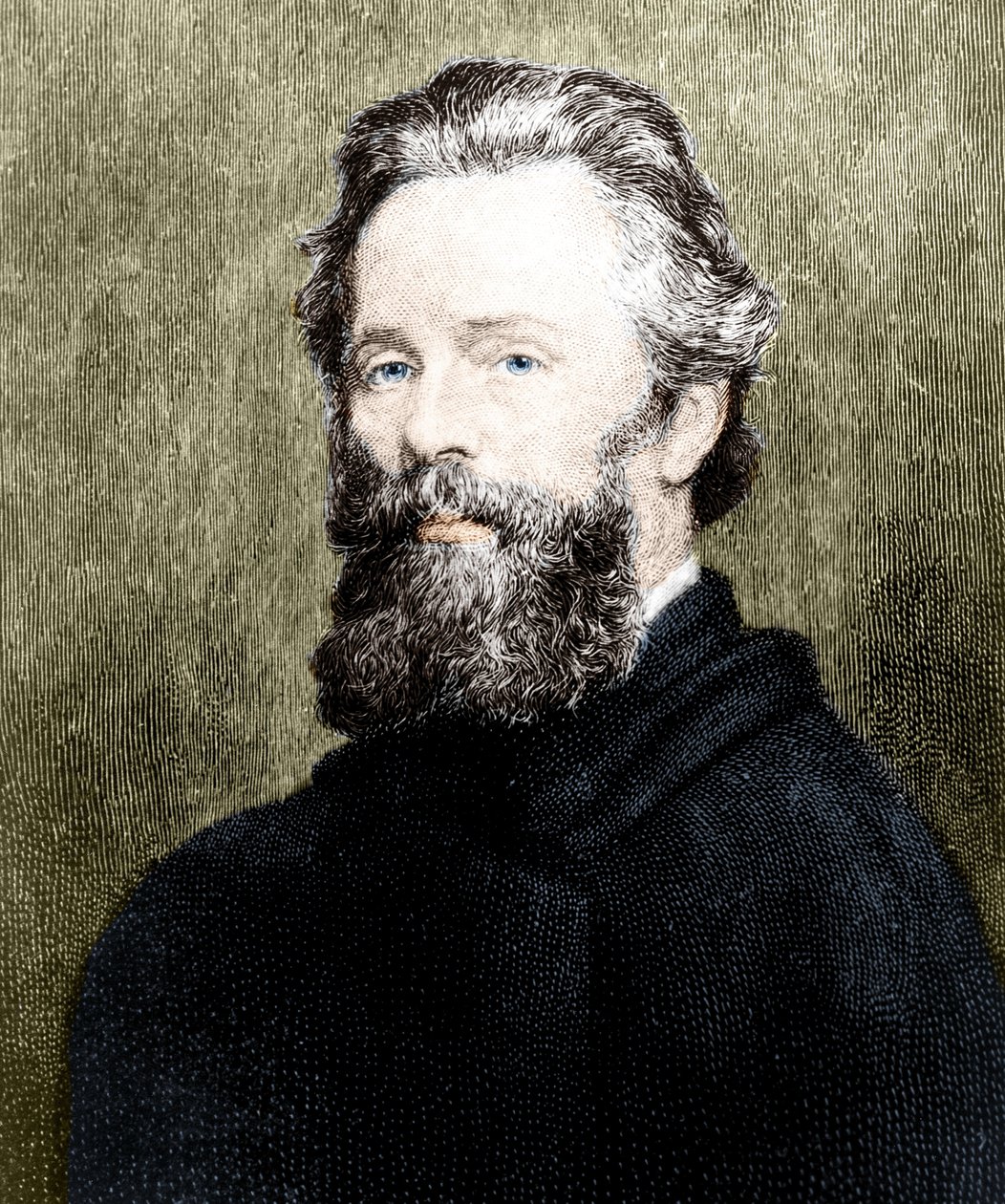 アメリカの詩人・小説家であるハーマン・メルヴィル（1819-1891）の肖像。 作： 無名の画家