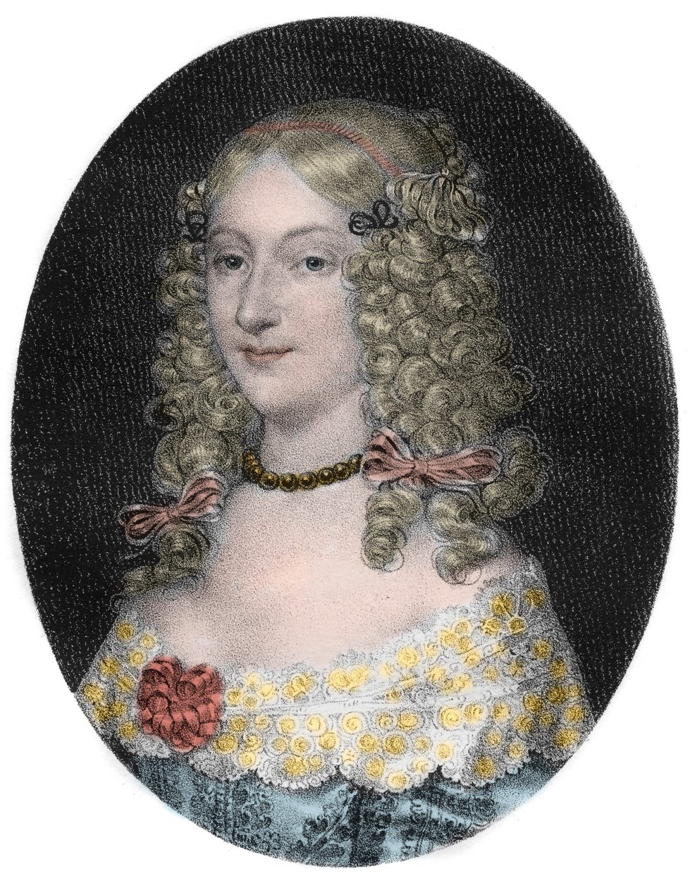 Anne-Genevieve de Bourbon-Conde (1619-79) Duchess of Longueville - Portrait of Anne Genevieve de Bourbon Conde (Anne-Genevieve de Bourbon-Conde), Duchess of Longueville (1619-1679) 19th century engraving 作： 無名の画家