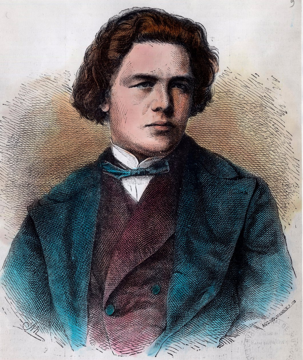 アントン・ルービンシュタイン（1829-1894）はロシアのピアニスト、作曲家である。19世紀のエングレーヴィング。個人蔵。 作： 無名の画家