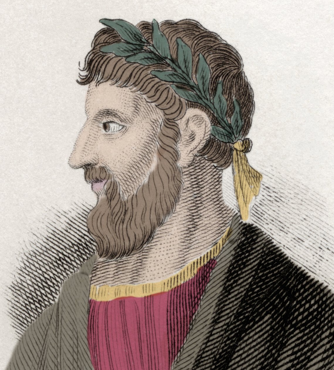 ギリシャの哲学者、タイアナのアポロニオス（アポロニウス）（16 ap. JC-98/98 ap. JC）の肖像。19世紀のエングレーヴィング。 作： 無名の画家