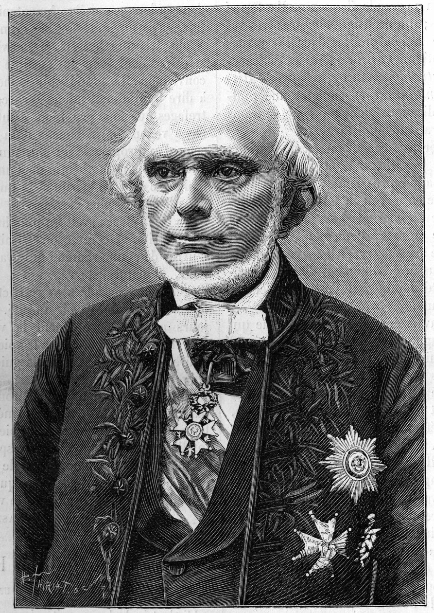 フランスの博物学者・人類学者であるアルマン・ド・カトレファージュ・ド・ブリュー（1810-1892）の肖像。Charles Gallotの写真より）。1892年1月23日付の「La Nature: revue des sciences et de leurs applications aux arts et a l