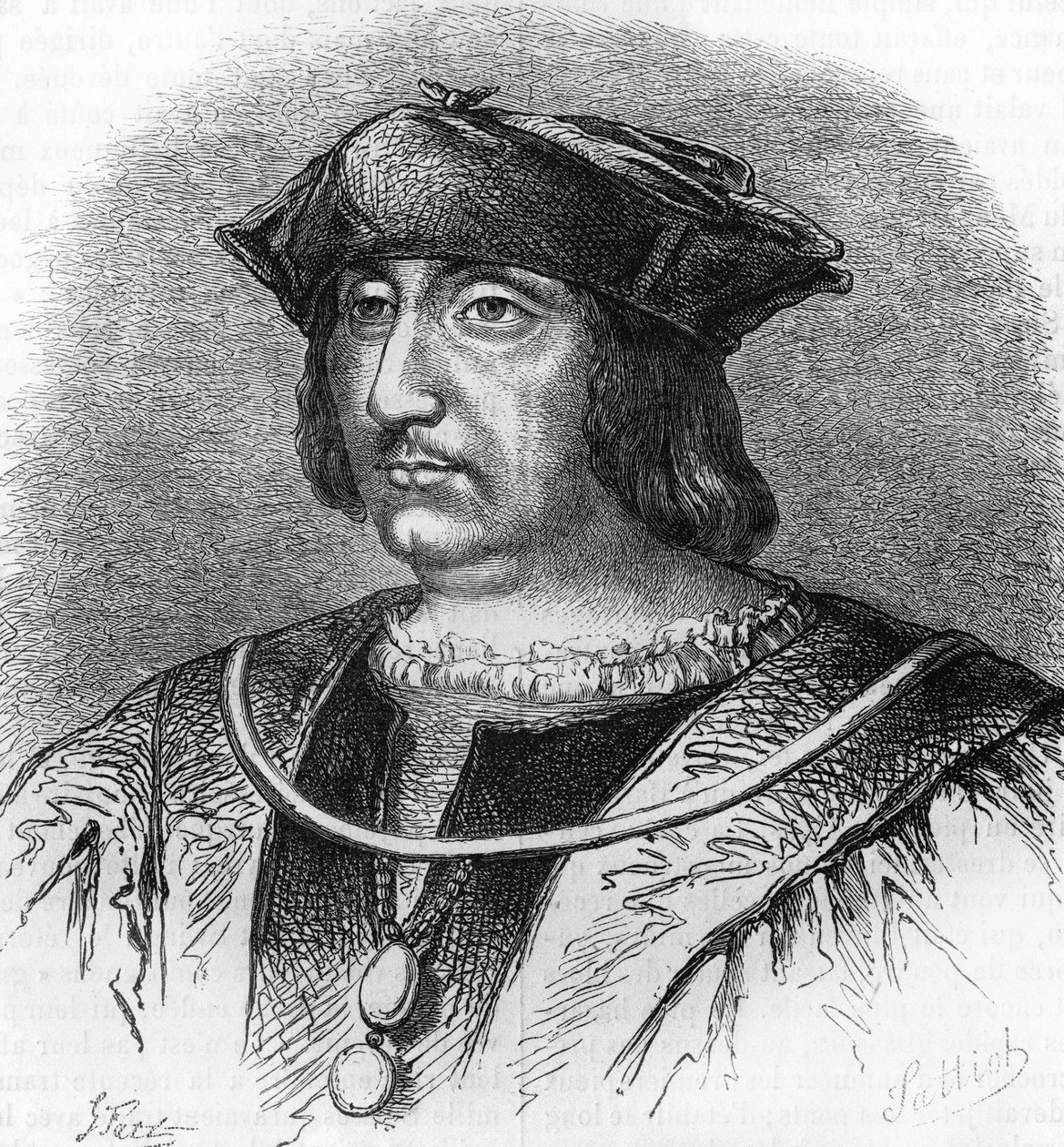 アルテュス・ド・グフィエ（1475-1519）の肖像、ボワシーの領主、フランソワ1世の訓戒。19世紀のエングレーヴィング。 作： 無名の画家
