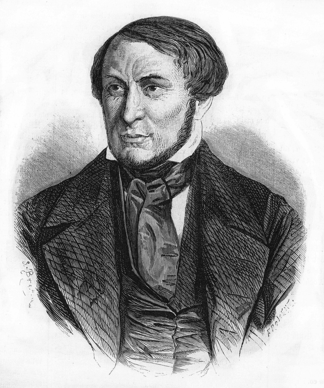 フランスの作家、オーギュスト・バルビエ（1805～1882年）の肖像。 作： 無名の画家
