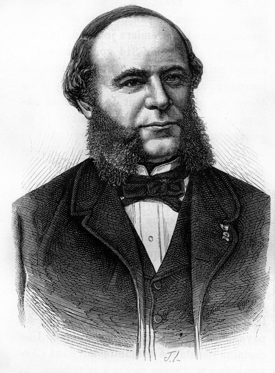 オーギュスト・プイエ・クエルティエ（Pouyer Quertier）（1820 - 1891）の肖像。19世紀末、H.Martinの「Histoire de France」に掲載されたエングレーヴィング。 作： 無名の画家