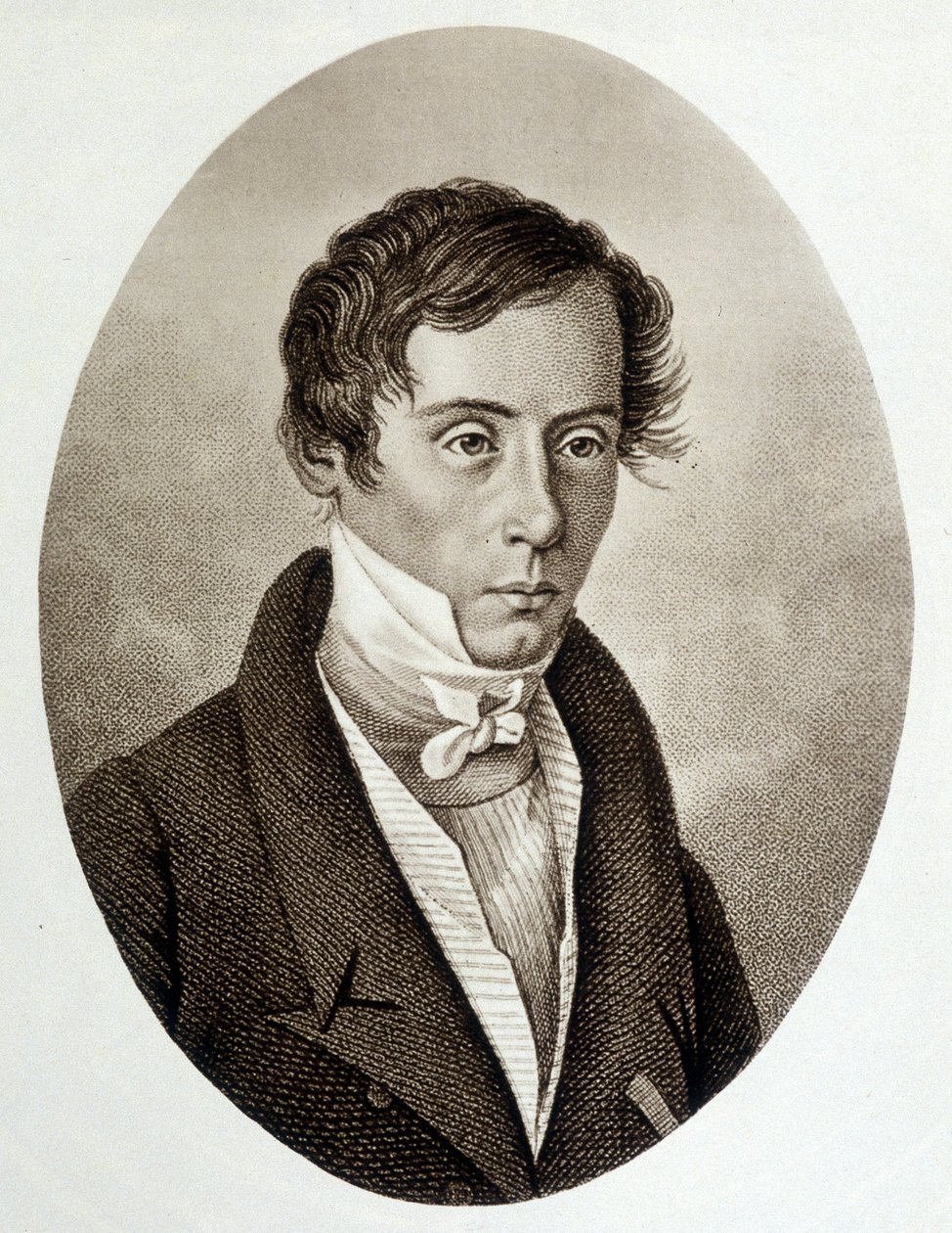 フランスの物理学者、オーギュスタン・フレネル（1788-1827）の肖像。 作： 無名の画家