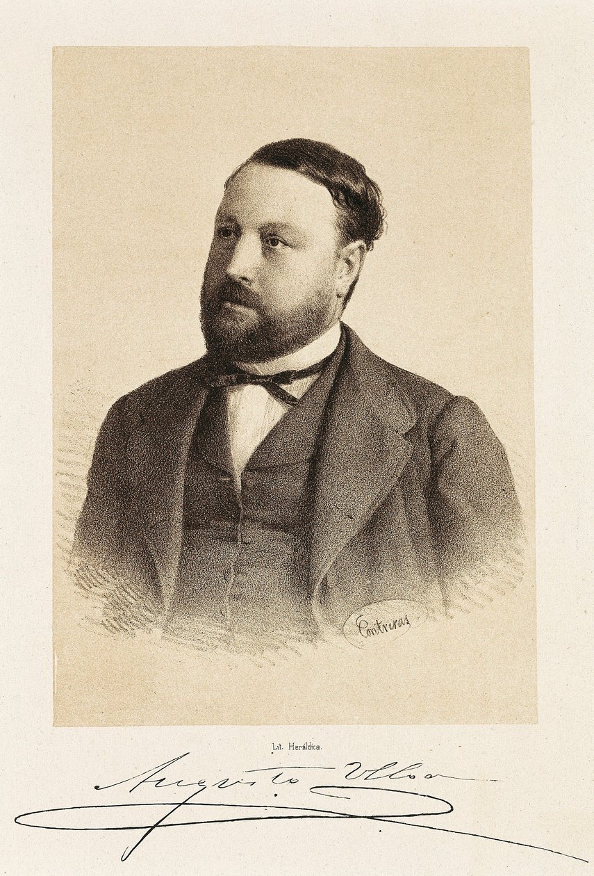 スペインの政治家Augusto ULLOA(1823-1879)の肖像。エングレーヴィング マドリード国立図書館 作： 無名の画家