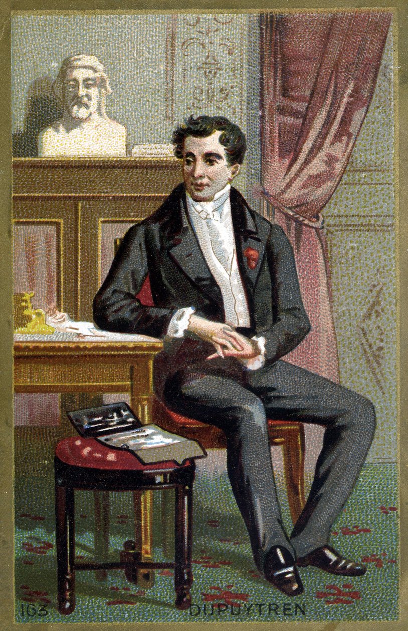 フランスの外科医、バロン・ギヨーム・デュピュイトレン（1777 - 1835）の肖像。19世紀末のクロモリトグラフ。 作： 無名の画家