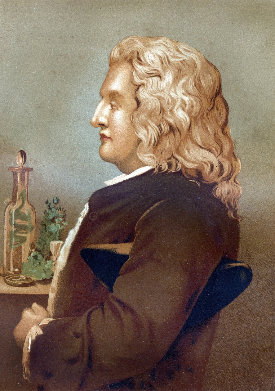 フランスの植物学者、ベルナール・ド・ジュシュー（1699-1777）の肖像。バルセロナ 1881 作： 無名の画家