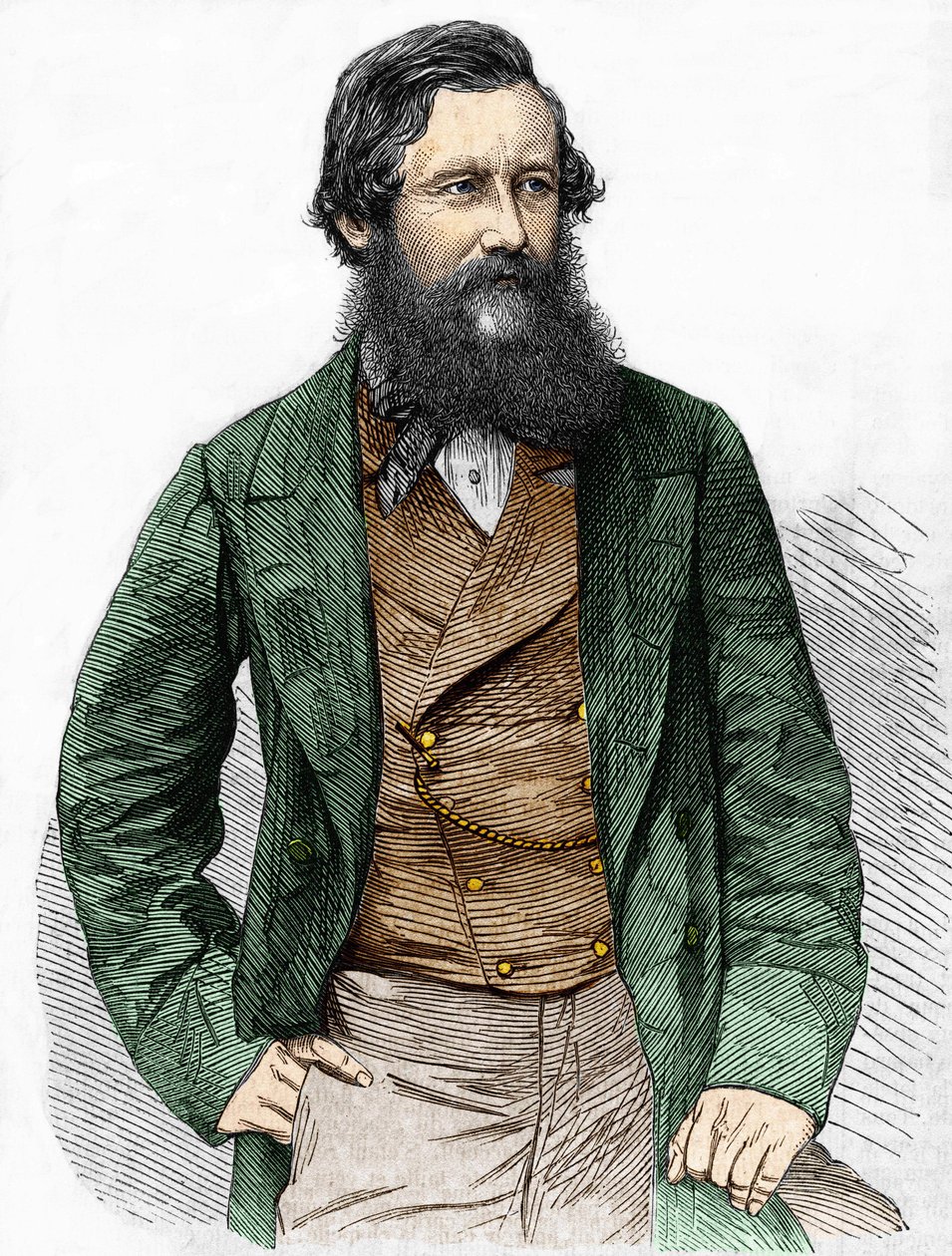 イギリスの探検家、キャプテン・スペイク（1827～1864）の肖像。 作： 無名の画家