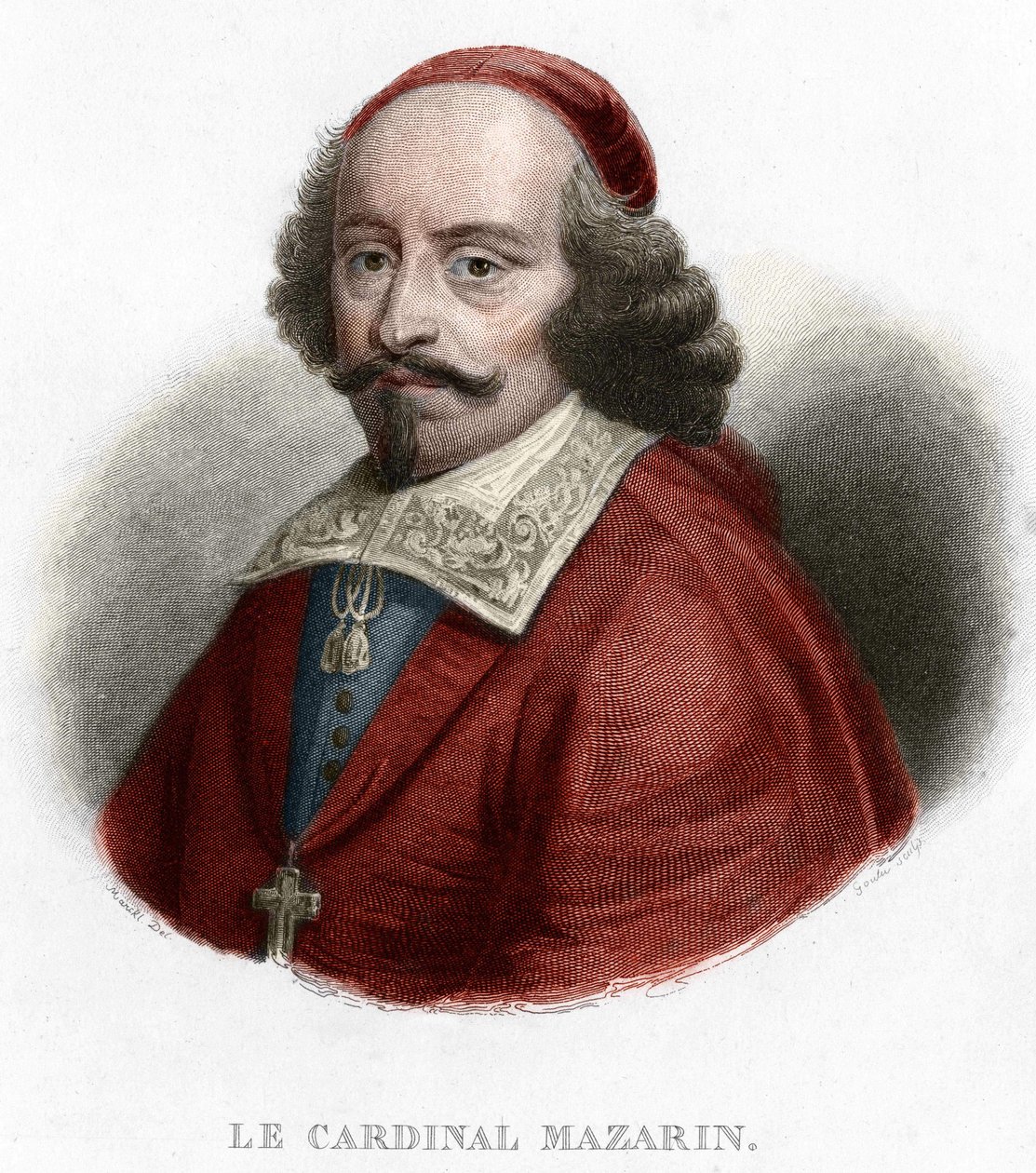 ジュール・マザラン枢機卿（ジュリオ・ライモンド・マザリーノまたはマザリーノ）（1602-1661）の肖像（1854年の刻印 作： 無名の画家