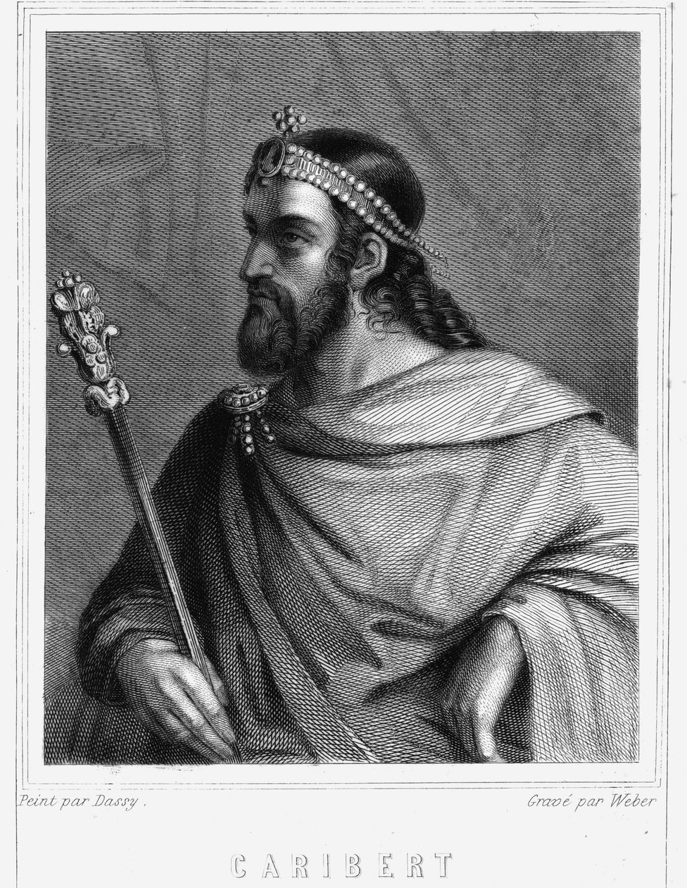 パリ王（561〜567年）カリベールの肖像 - ラヴァレの『フランス史』に掲載されている。 作： 無名の画家