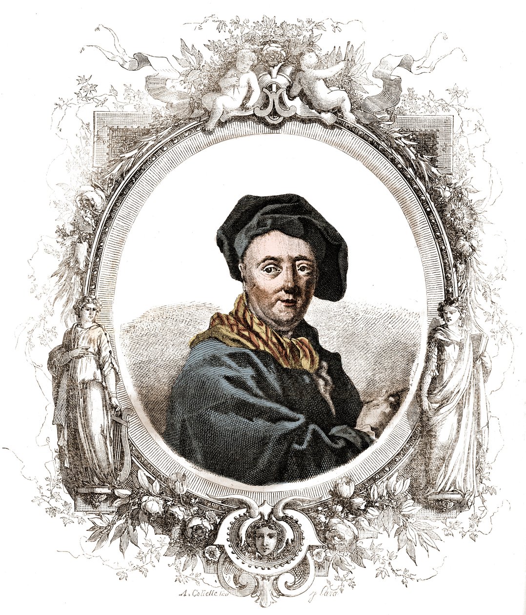 カルル・ファン・ロー（1705-1765）の肖像 フランスの画家。 作： 無名の画家