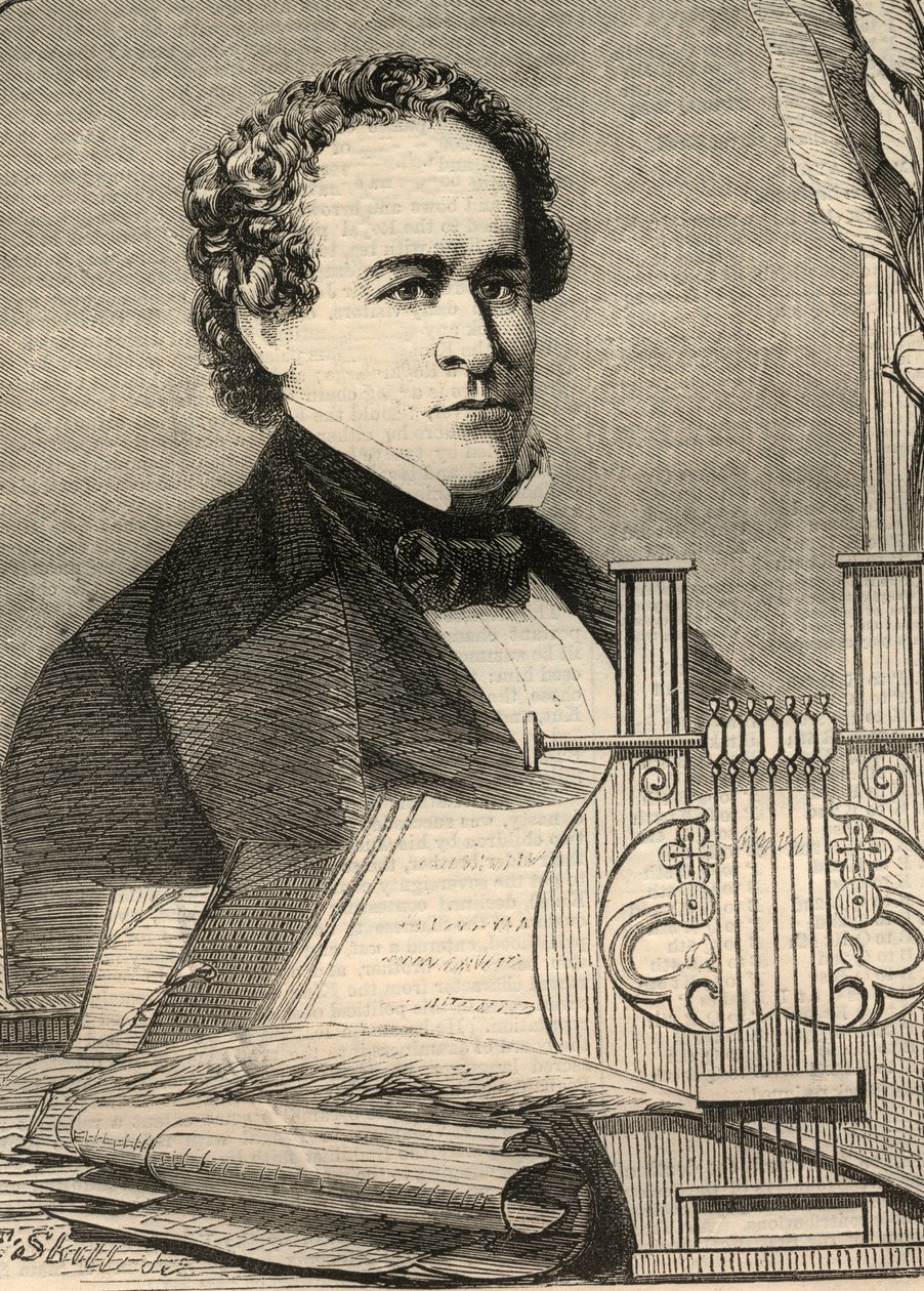 アメリカ人教授チャールズ・アンソン（1797-1867）の肖像。1858年1月23日の「The illustrated London News」に掲載された版画。 作： 無名の画家