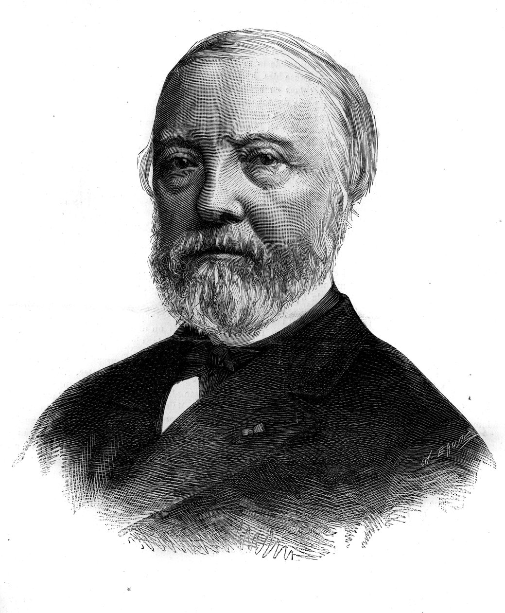 フランスの美術評論家・学者であるシャルル・ブラン（1813-1882）の肖像。バンドエングレーヴィング 1882年1月21日付「Le Monde Illustré」1294号に掲載。 作： 無名の画家