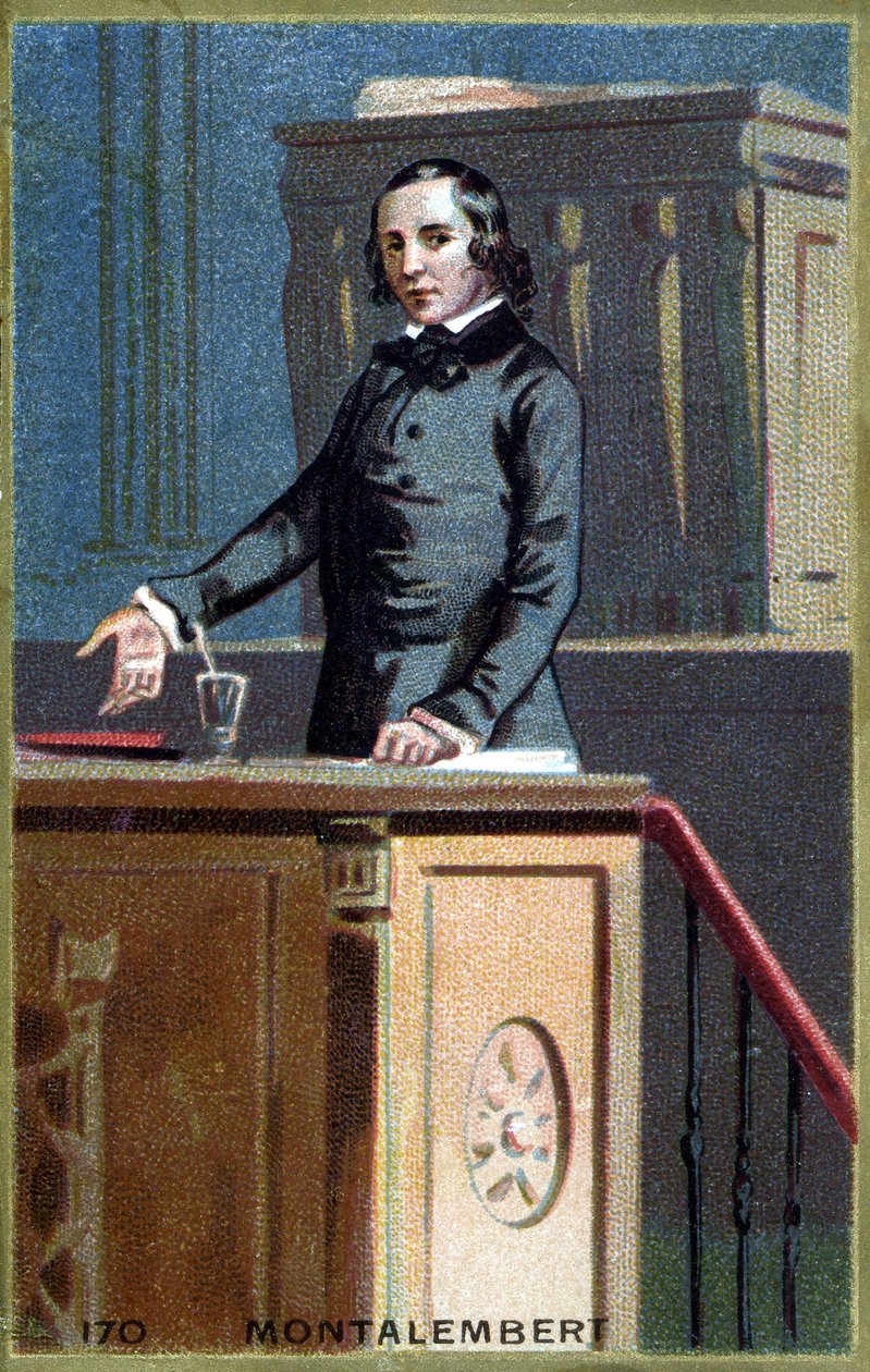 フランスのジャーナリスト・政治家であるモンタランベール伯爵チャールズ・フォーブス（1810年～1870年）の肖像。19世紀末のクロモリトグラフ。 作： 無名の画家