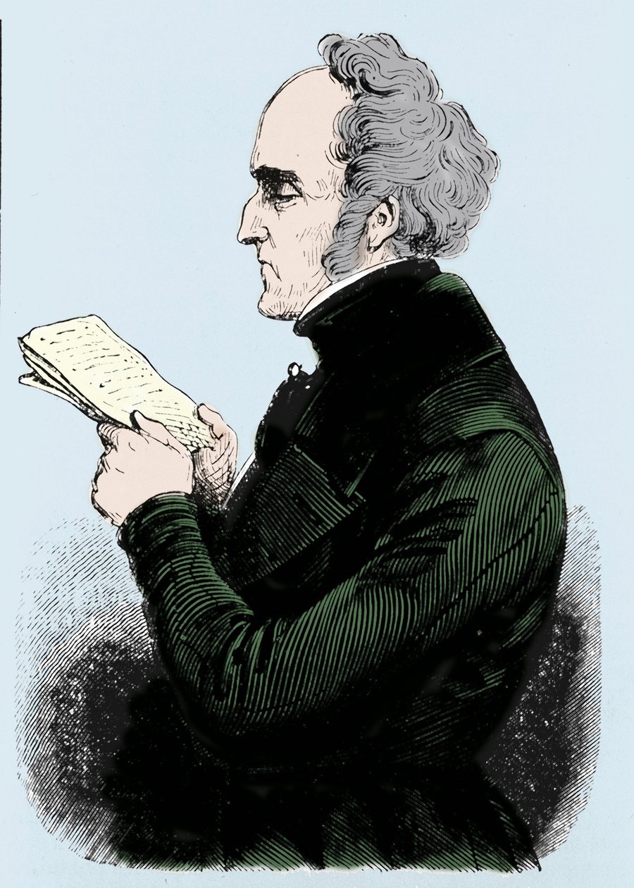 フランスの社会主義理論家、シャルル・フーリエ（1772 - 1837）の肖像。19世紀のエングレーヴィング。 作： 無名の画家