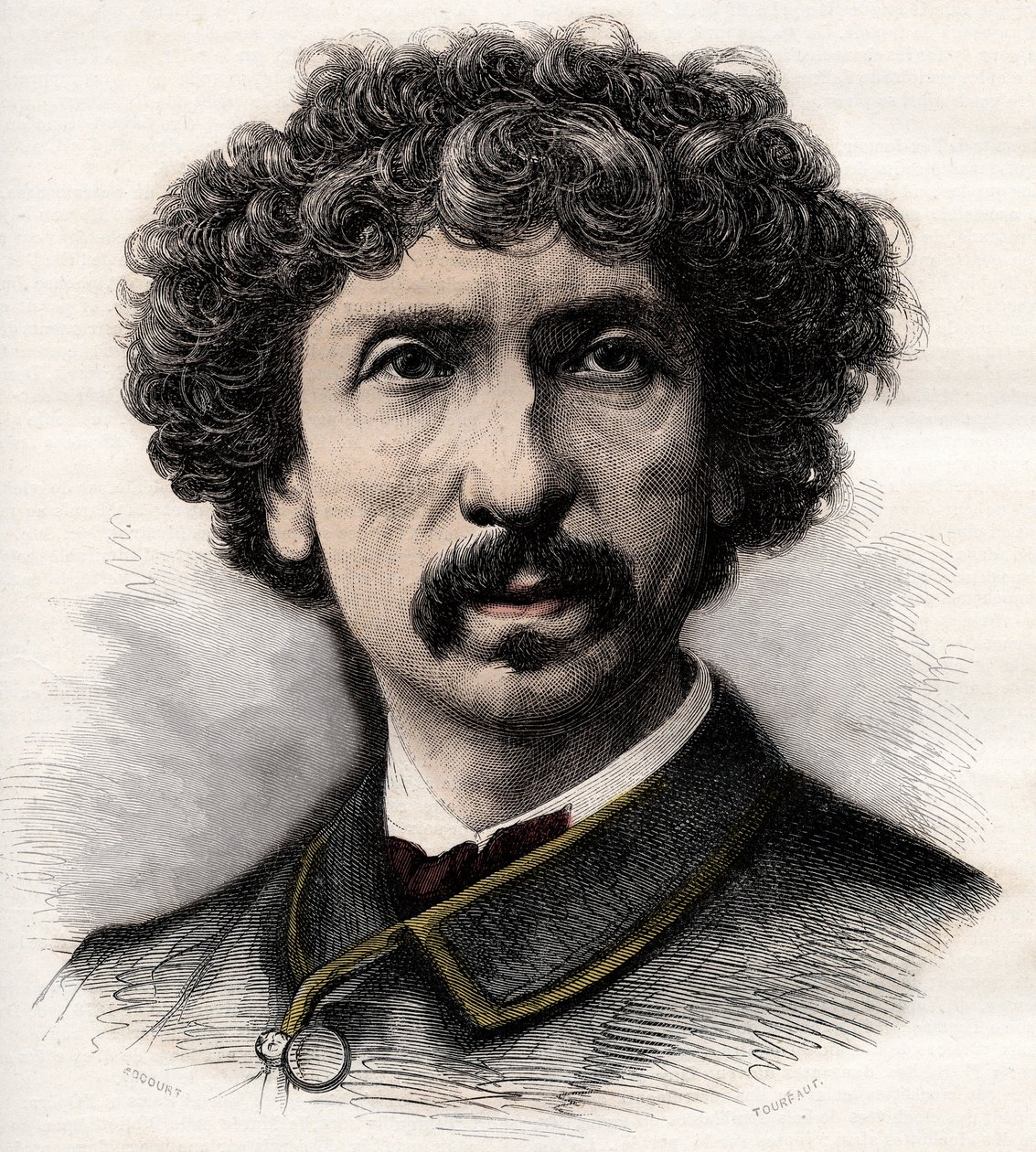 フランスの建築家シャルル・ガルニエ（1825-1898）の肖像 - 絵入り週刊新聞「La musique populaire」に掲載された彫刻 - 1882年 作： 無名の画家