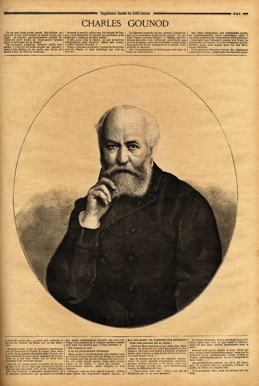 Porträt von Charles Gounod (1818-1893), einem französischen Komponisten, bekannt für seine Opern (Faust 1859, Romeo und Julia 1867), er komponierte auch Symphonien und zahlreiche Melodien für die Gedichte von Alfred de Musset (1810-1857) und Victor Hugo (1 von Unknown artist