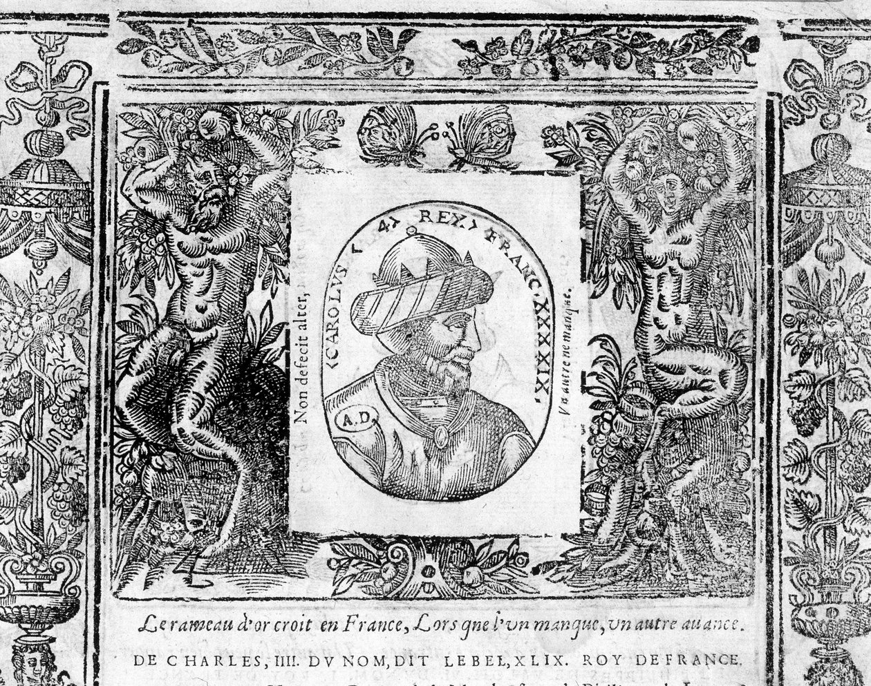 1322年から1328年までフランス王であったシャルル4世・ルベルの肖像。 作： 無名の画家