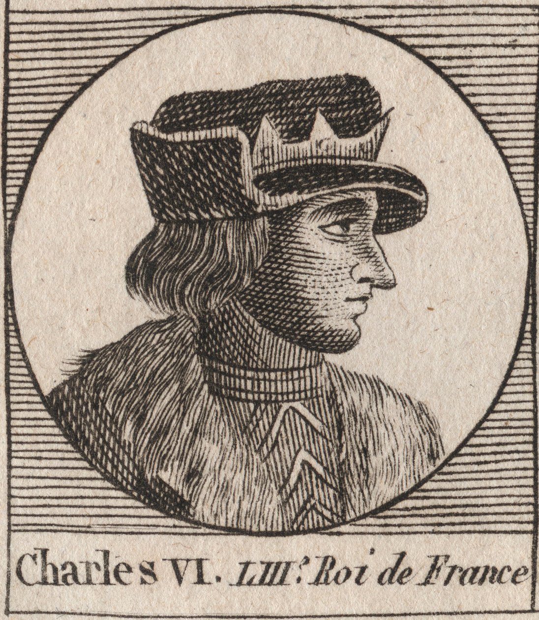 フランス王シャルル6世（1368-1422）の肖像 - CHARLES VI (1368-1422) King of France 作： 無名の画家