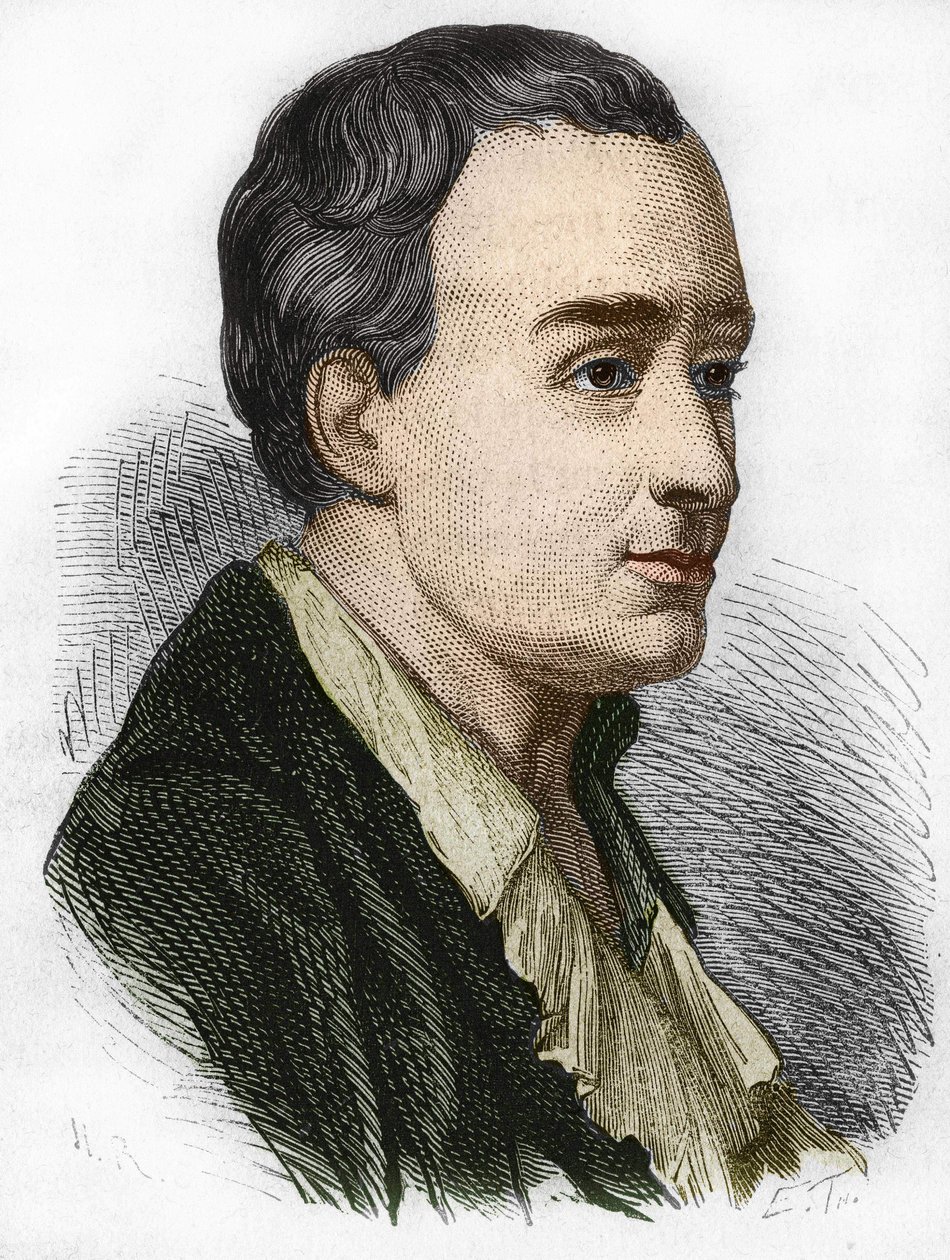 シャルル・ド・セダット（1689 - 1755）、ラ・ブライド男爵、モンテスキューの肖像。19世紀のエングレーヴィング。 作： 無名の画家
