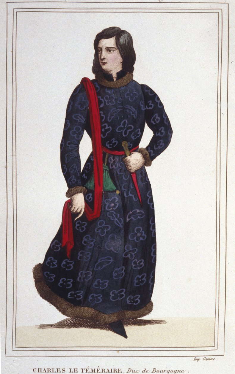 ブルゴーニュ公シャルル・ザ・ボールド（1433-1477）の肖像。1830年のエングレーヴィング 作： 無名の画家
