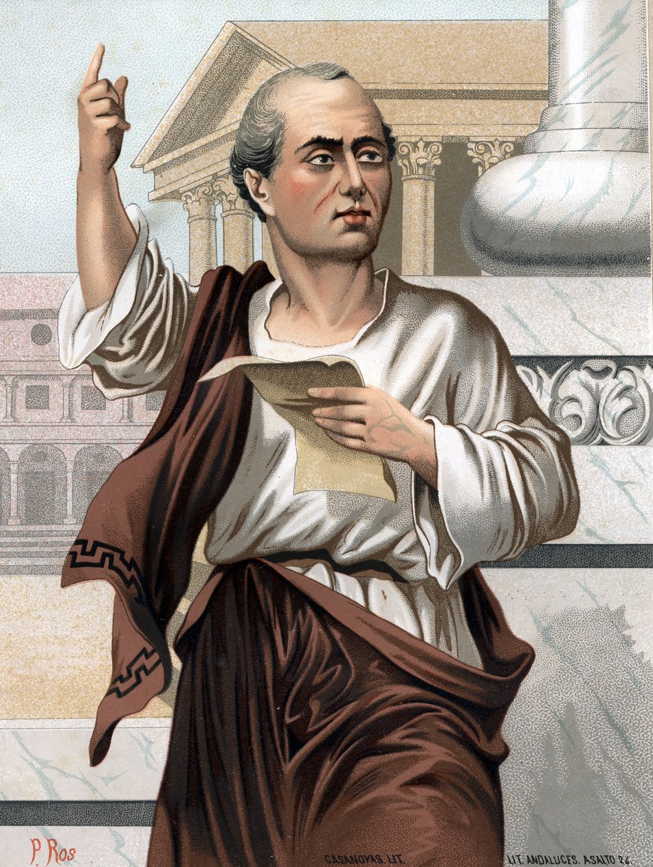 ラテン語で描かれたキケロンの肖像 Marcus Tullius Cicero ローマの政治家、演説家、作家（Arpinum 作： 無名の画家