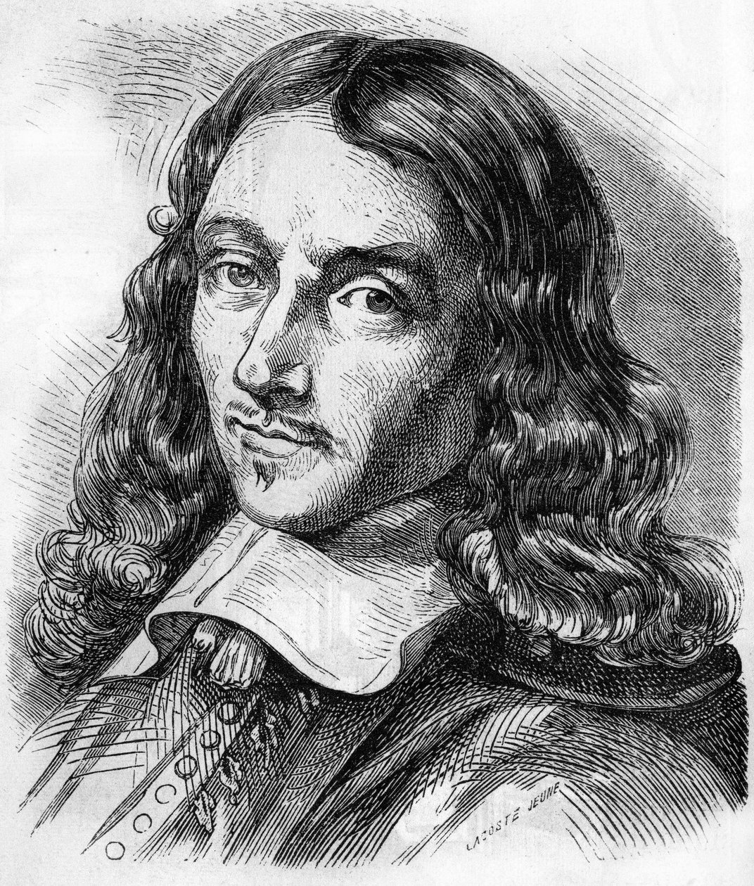 Claude Perrault (1613 - 1688) フランスの建築家、医師、物理学者の肖像。1866年のエングレービング。 作： 無名の画家