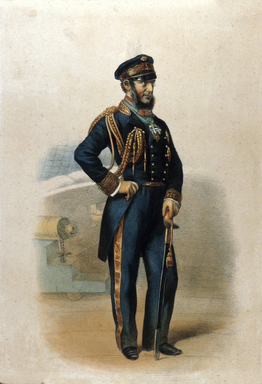 イタリア統一協会の愛国者、カルロ・ディ・ペルサーノ・ペリョン伯爵（1806-1883）の肖像。 作： 無名の画家