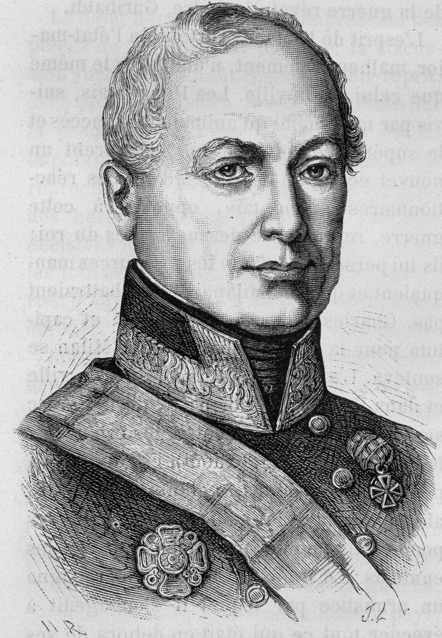 ヨーゼフ・ラデツキー伯爵（1766-1858）の肖像。19世紀末、H.Martinの「Histoire de France」に掲載された版画。 作： 無名の画家
