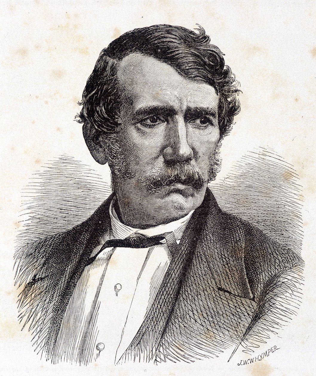イギリスの宣教師であり探検家でもあったデイヴィッド・リヴィングストン（1813-1873）の肖像 - 『Tour du Monde』第2期に掲載。1875¿ 作： 無名の画家