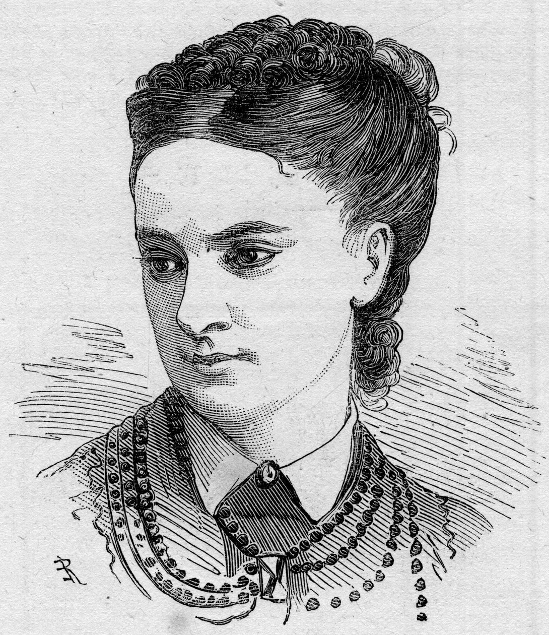 1862年から1882年までコメディ・フランセーズのメンバーであったフランスのコメディアン、ダイナ・フェリックス（Dinah-Felix）の肖像。8月16日付「Le Monde Illustré」1168号に掲載されたエングレーヴィング 作： 無名の画家