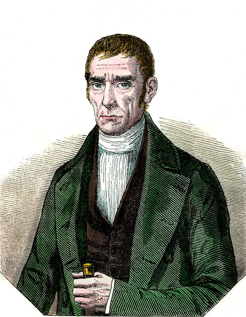 ドン・ジョアキム・スアレス（1781-1868）ウルグアイ共和国大統領の肖像。19世紀のエングレービング。Coll.オフ。 作： 無名の画家