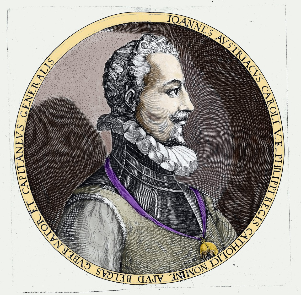 チャールズ5世（1500 - 1558）の隠し子であるドン・ファン・オブ・オーストリア（1547 - 1578）の肖像。エングレーヴィング 作： 無名の画家