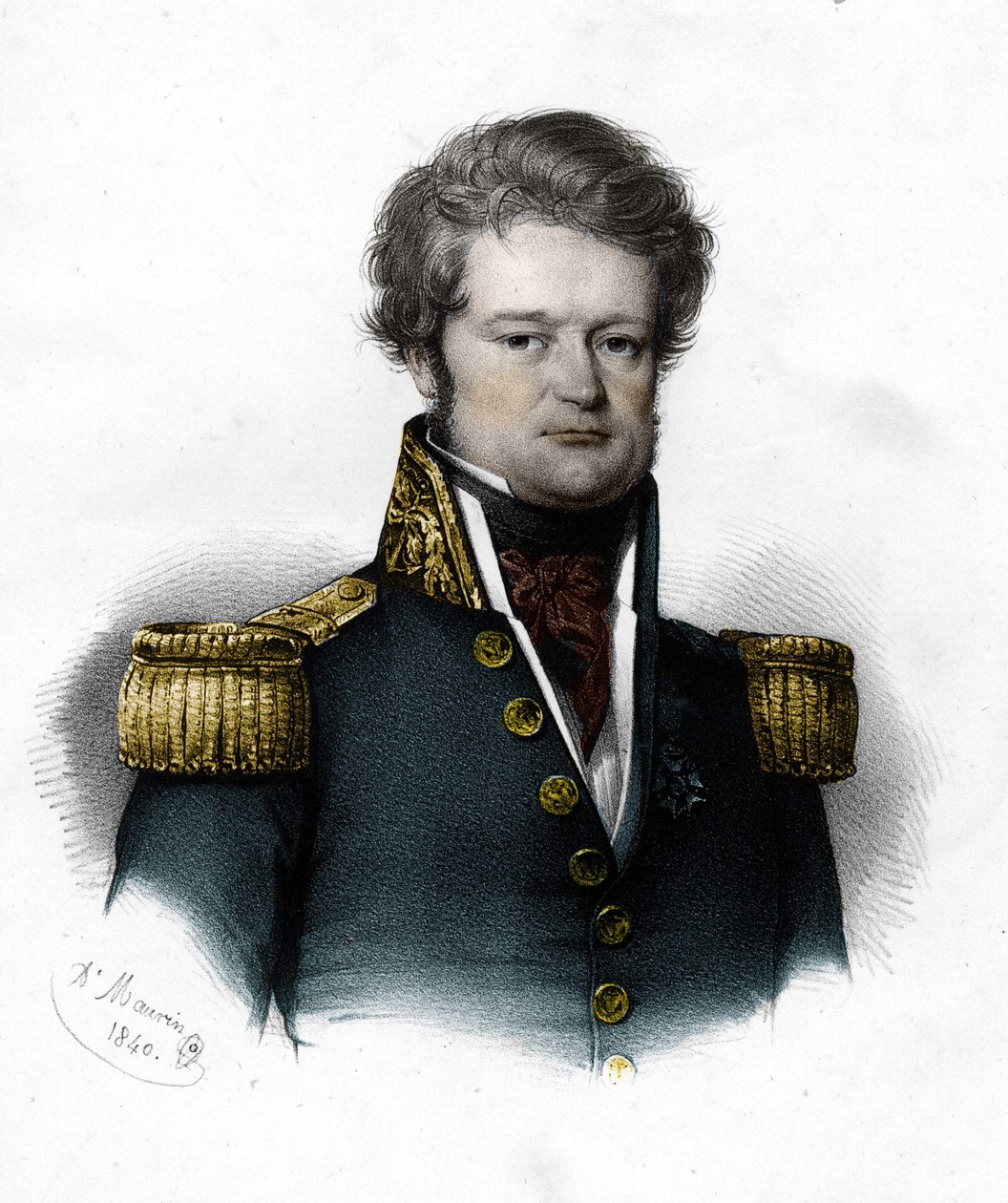 フランスのナビゲーター、デュモン・デュルヴィル（1790-1842）の肖像 - 1840年の彫刻作品。 作： 無名の画家