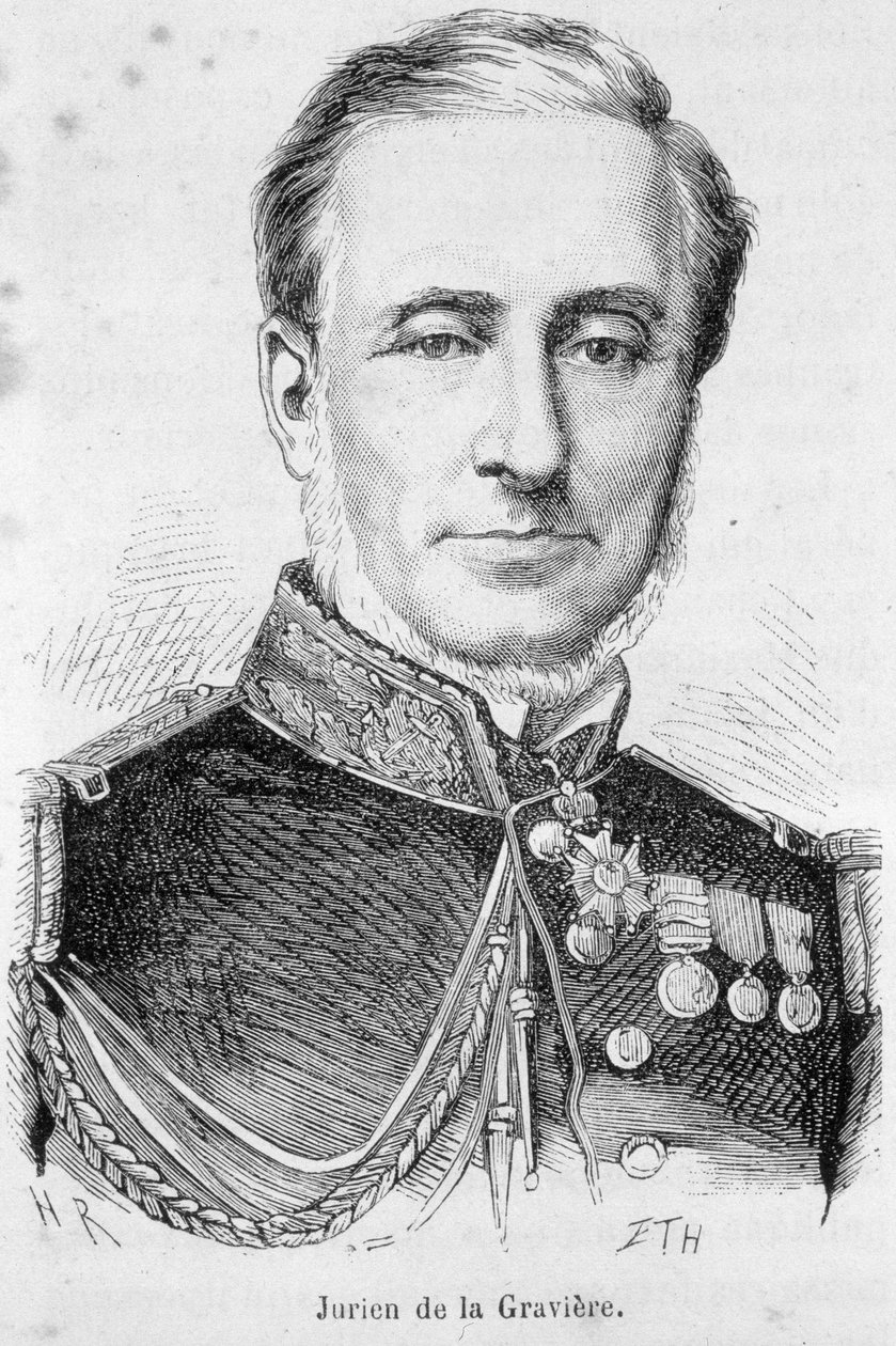 フランスの提督エドモンド・ジュリアン・ド・ラ・グラヴィエール（1812-1892）の肖像。 作： 無名の画家