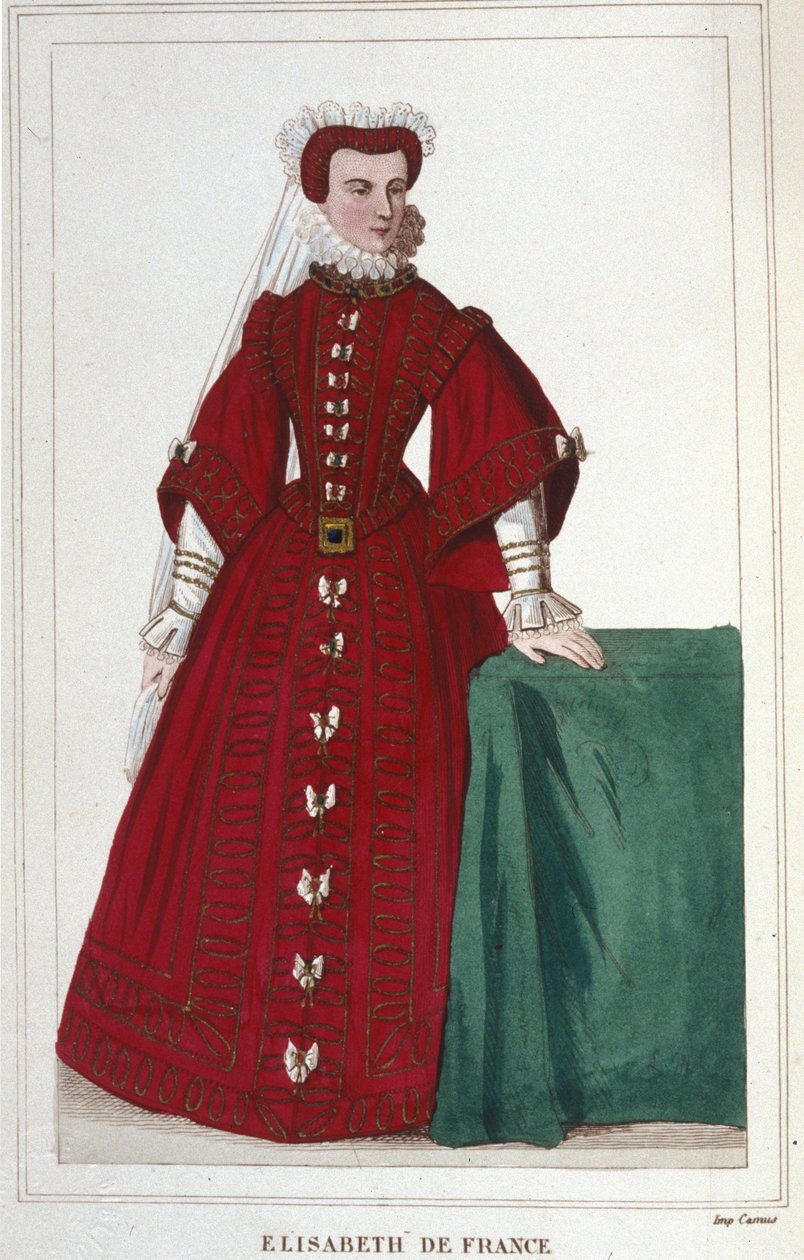 エリザベート・オブ・フランス 1545-1568年 ヘンリー2世とキャサリン・オブ・メディチ（カテリーナ・デ・メディチ）の娘の肖像 1830年の彫刻版 作： 無名の画家