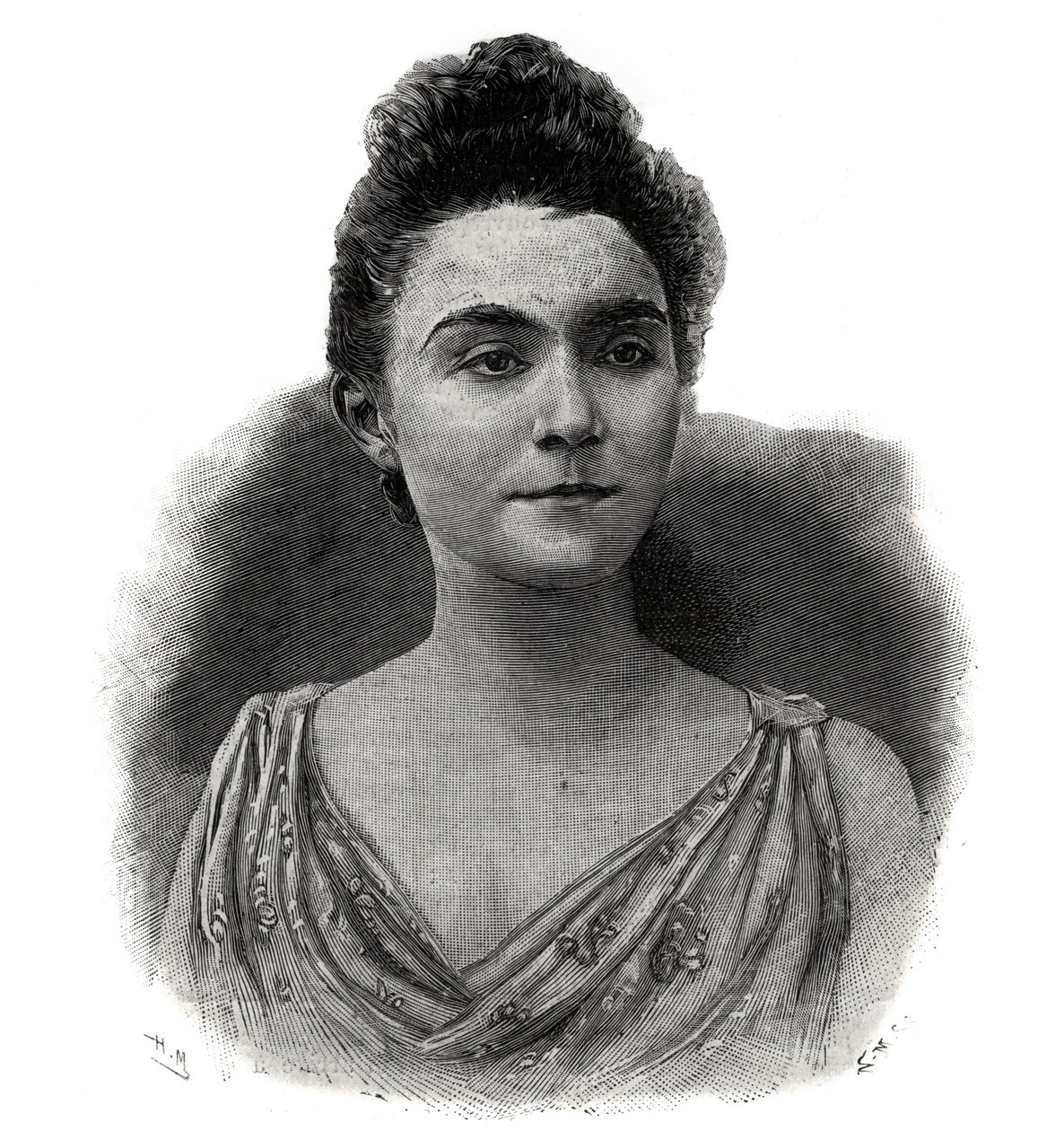 Emma Laure Esther Guilbert, dit Yvette Guilbert (1865-1944) コーヒーコンサートのフランス人歌手の肖像 - 1892年のエングレーヴィング 作： 無名の画家