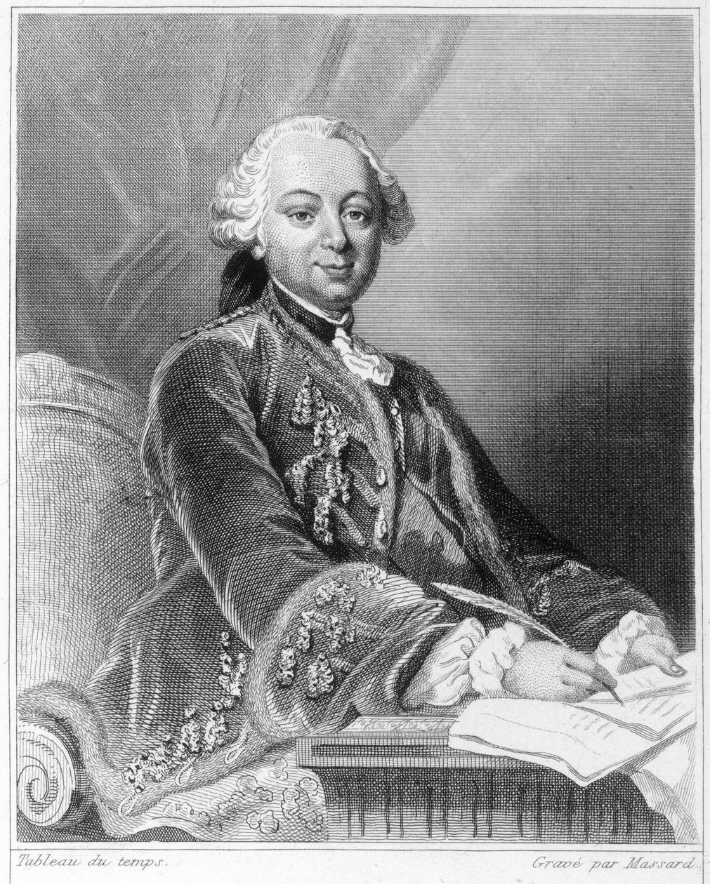 フランスの政治家、ショワズール公エティエンヌ・フランソワ（1719～1785）の肖像-ラヴァレの『フランス史』に掲載、エングレービング、SD。 作： 無名の画家