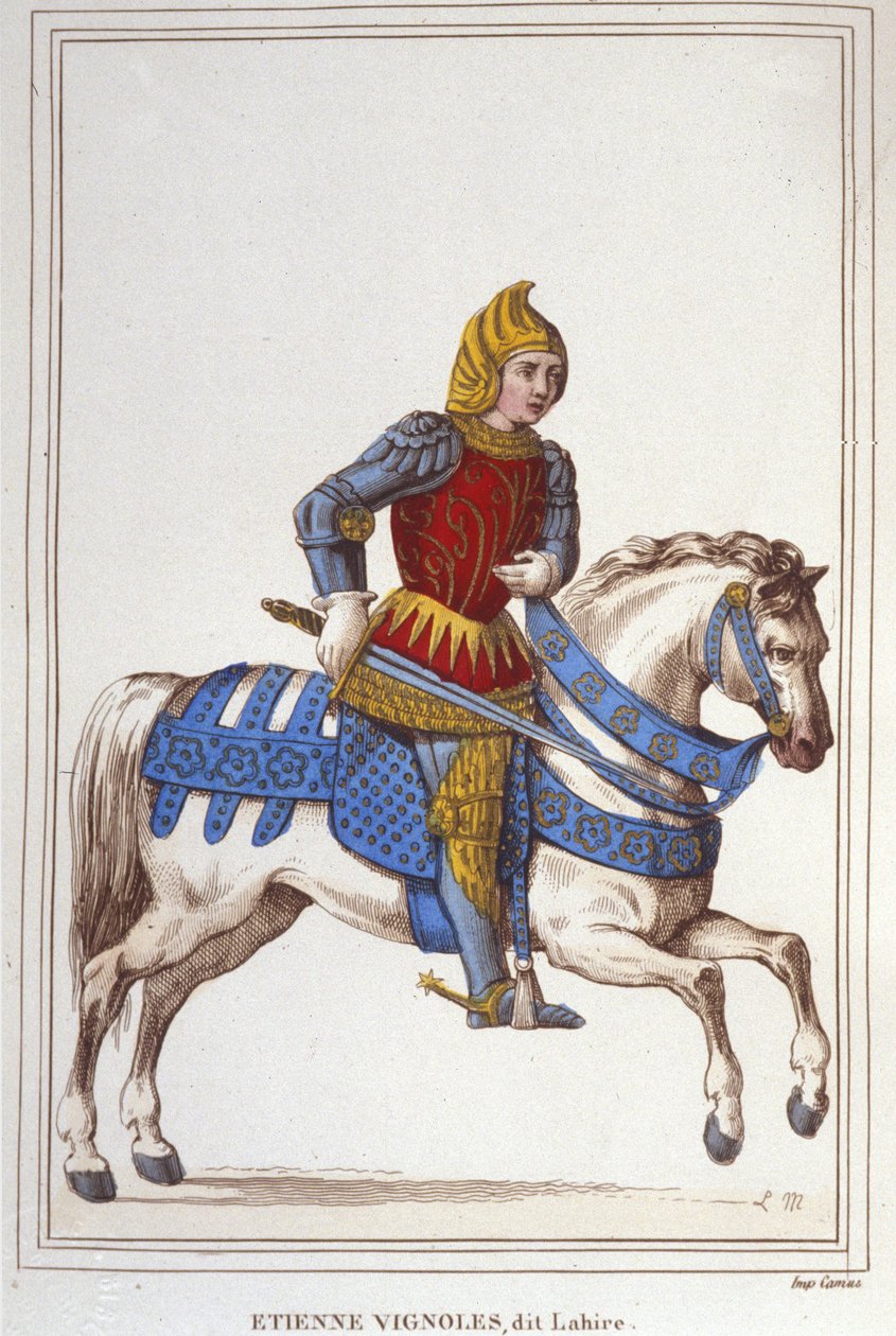 Etienne de Vignoles or Vignolles dit La Hire (Lahire)の肖像。フランスのワーマン1390-1443、1830年のエングレーヴィング 作： 無名の画家